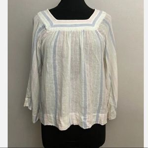 3-29 Gap linen blend top stripe pastel Small peasant Oversized Roomy